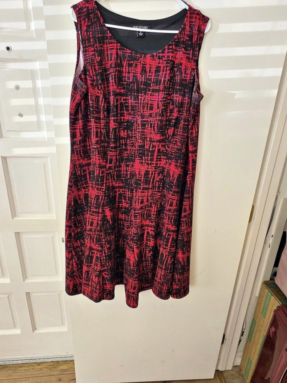 Perceptions Abstract Mini Dress in Pink & Black Size 1X Like New